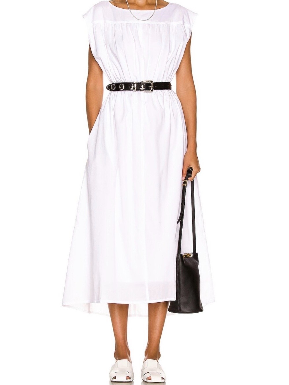 Toteme White Sleeveless Elastic-Waist Dress